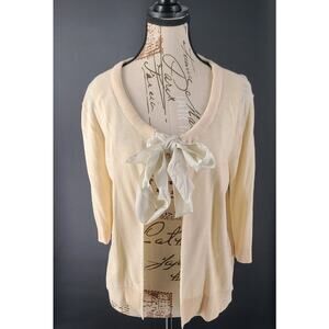 DKNY Silk women's open cardigan Ivory Size M/L chic Jackie O vibes polished look